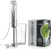 A product shot of a hand blender, its accessories, and its packaging. Náhľad obrázku produktu