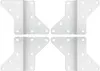 Four white metal brackets arranged in a square formation on a white background. Produktbild-Vorschau