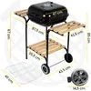 Holzkohlegrill Grillwagen mit Ablagen Gartengrill Camping Produktbild-Vorschau 2