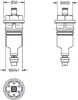 Technical drawing of a faucet cartridge with dimensions. Anteprima dell’immagine prodotto