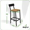 Hoker barowy z oparciem loft dąb czarny metal taboret do Podgląd zdjęcia produktu 3