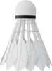 A single white badminton shuttlecock with a black band around its base, isolated on a white background. Voir les images du produit