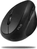 A black vertical wireless computer mouse is shown from a slightly elevated side angle against a white background. Produktbild-Vorschau