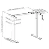 A technical drawing with dimensions of a height-adjustable desk frame. Podgląd zdjęcia produktu
