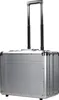 A silver aluminum trolley case with a black retractable handle against a white background. Anteprima dell’immagine prodotto