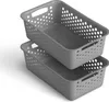 Two gray storage baskets are stacked on top of each other against a white background. Anteprima dell’immagine prodotto