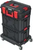 A stack of black and red toolboxes on a wheeled dolly. Náhled obrázku produktu