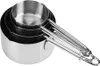 A set of stainless steel measuring cups nested together, with their handles extending to the right. Podgląd zdjęcia produktu
