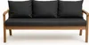 A studio shot of a three-seater outdoor sofa with dark gray cushions. Produktbild-Vorschau