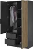 Šatní skříň Stilo Graphite Grey se zrcadlem a lamelami - Náhled obrázku produktu 4