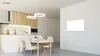 A modern kitchen and dining area with a white magnetic board mounted on the wall. Podgląd zdjęcia produktu