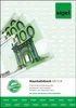 A close-up of 100 Euro banknotes with a green Sigel logo in the top right corner and text describing a household book. Produktbild-Vorschau
