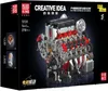 The image shows the packaging of a building block toy set, specifically a V8 engine model. Náhľad obrázku produktu