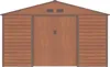 A front view of a wooden shed with double doors. Náhľad obrázku produktu