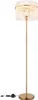 A floor lamp with a gold-colored metal base and stem, and a translucent, ribbed shade. Náhľad obrázku produktu