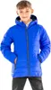 A young boy wearing a blue hooded jacket. Produktbild-Vorschau