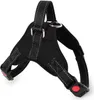 A black dog harness is shown against a white background. Produktbild-Vorschau