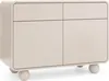 A light beige sideboard with rounded edges and spherical legs, shown against a white background. Produktbild-Vorschau