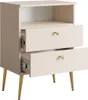 A modern nightstand with two drawers and an open shelf, set against a white background. Náhled obrázku produktu
