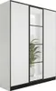 A white wardrobe with black trim and glass panels, showing a plant inside. Produktbild-Vorschau