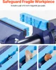 Close-up of a blue vise with blue jaw pads, showing different applications. Anteprima dell’immagine prodotto
