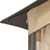 A close-up view of the corner of a gazebo or canopy, showing the dark brown frame and the tan fabric roof and side panel. Produktbild-Vorschau
