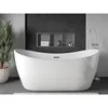 A modern bathroom with a freestanding bathtub, a plant, and a built-in shelf. Náhled obrázku produktu