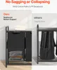 A split image comparing a VEVOR laundry basket with reinforced bottom support to another laundry basket with a sagging base. Podgląd zdjęcia produktu