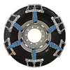 A tire with snow chains attached, shown against a white background. Produktbild-Vorschau