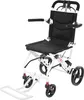 A white and black transport wheelchair is shown against a white background. Náhľad obrázku produktu