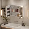 Zrcadlová skříňka z kovu s LED osvětlením a zásuvkou. Náhled obrázku produktu 3