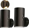 Two cylindrical wall lights are shown against a white background. A circular inset image shows one of the lights mounted on a wall, illuminated. Produktbild-Vorschau
