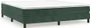 A dark green upholstered bed frame with a white mattress on top. Produktbild-Vorschau