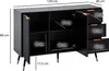 A black sideboard with dimensions indicated by white text and lines. Voir les images du produit