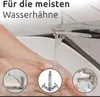 Hands washing under a running faucet, with three inset images of different faucet types. Produktbild-Vorschau
