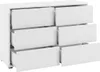 A white dresser with six drawers, some of which are partially open. Náhled obrázku produktu