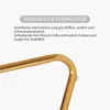 A close-up of a golden metal chair leg with text describing its features. Produktbild-Vorschau