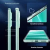 Collage of images showing features of a transparent phone case. Produktbild-Vorschau