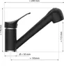 A diagram showing the dimensions of a black kitchen faucet. Náhled obrázku produktu