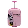 A pink Minnie Mouse suitcase with a retractable handle against a white background. Podgląd zdjęcia produktu
