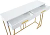 A white console table with gold legs and two open drawers. Anteprima dell’immagine prodotto