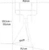 A white TV stand with dimensions indicated by dashed lines and text. Voir les images du produit
