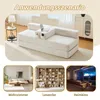 A modular sofa is shown in a living room setting, with smaller images below showcasing it in a living room, a reading nook, and a home theater. Voir les images du produit