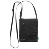 A black crossbody bag with a long strap is shown against a white background. Produktbild-Vorschau
