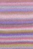 A close-up, textured view of knitted yarn with horizontal stripes of various pastel colors. Produktbild-Vorschau