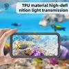 A hand holding a smartphone in a waterproof case, showing a vibrant coral reef with fish. The background is a blurred underwater scene. Anteprima dell’immagine prodotto