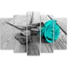 5-teiliges leinwandbild brücke rose blume türkis 100x70 cm Produktbild-Vorschau 2