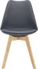 A single gray dining chair with wooden legs is shown against a white background. Náhled obrázku produktu