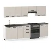 A modern kitchen unit with upper and lower cabinets, a sink, and a stove. Náhled obrázku produktu