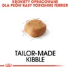 A single piece of dog kibble is shown with a sketch of its shape behind it, along with marketing text. Produktbild-Vorschau